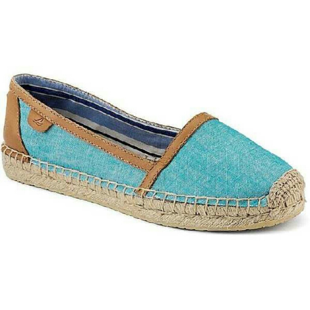 NWOB Sperry Top-Sider blue linen espadrilles